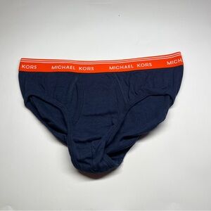 Michael Kors Navy Briefs with Orange Branded Waistband